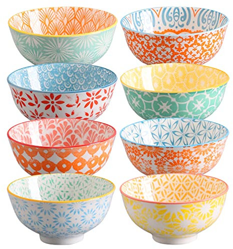 FERAHI Lot de 8 petits bols en céramique de 283,5 g pour crème glacée, bol à dessert pour salsa, riz, sauce, plats d'accompagnement, collation, condiments, passe au micro-ondes et au lave-vaisselle