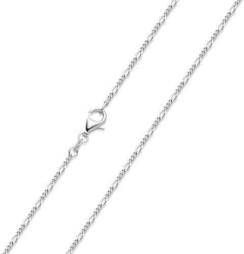 MATERIA Figarokette 925 Silber rhodiniert 60cm - 1,2mm dünne Silberkette Halskette für Frauen Herren K47-60 cm