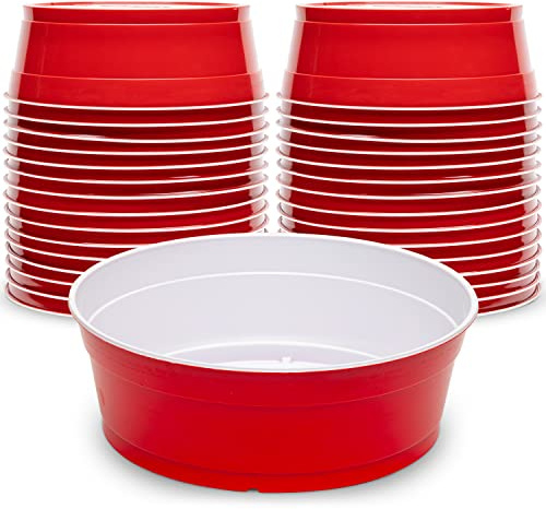 GoBig Red Party Cup Bowls - 30 Large Disposable Plastic Bowls