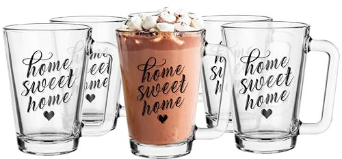 Glasmark Krosno Conjunto De 6 Tazas De Vidrio 250Ml Taza Transparente Taza De Café Transparente Taza De Café Resistentes Al Lavavajillas Con La Inscripción