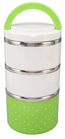 Fiambrera/bocadillos Con Compartimento Apilable De Acero Inoxidable, Fiambrera Térmica Portátil De 3 Capas A Prueba De Fugas Para Fiesta(verde)