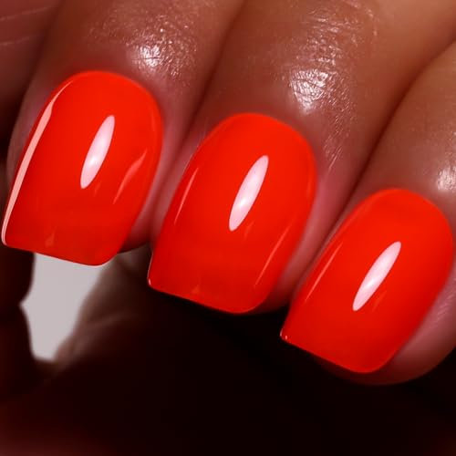 Ozzeal Neon Gel Polish, 0.5 Fl Oz Orange Red for Autumn Winter - UV LED Soak Off Nail Polish Art Starter for Manicure Salon DIY