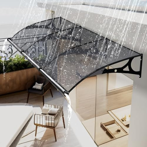 Tenda da sole in policarbonato per porte e finestre, staffa in lega di alluminio, forte portante, silenziosa, a prova di pioggia e neve, facile da installare