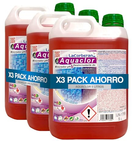 La Corberana Limpiador Desincrustante de Piscinas 5L – Desincrustante Cemento, Limpiador Piscina, Antical Piscina – Elimina Cal y Suciedad Incrustada con Máxima Potencia (Pack 3)
