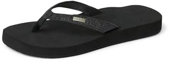 Reef Star Cushion Womens Flip Flop, Soft Cushion Footbed, Arch Support, Black, 9