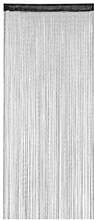 Relaxdays Fadenvorhang Glitzer, 90x245 cm, kürzbar, Tunneldurchzug, für Türen & Fenster, waschbar, Fadengardine, schwarz, Polyester