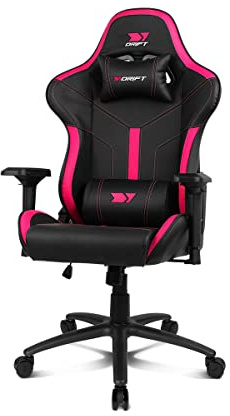 DRIFT GAMING DR350 – Silla Gaming Ergonómica Profesional con Reposabrazos 4D, Cojines Lumbar y Cervical, Inclinable 135º, Ruedas Silenciosas – Negra/Rosa