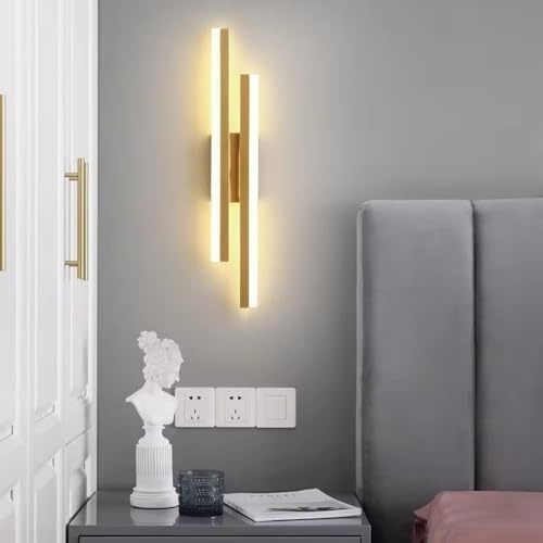 Riserva Vägglampa LED inomhus kreativ lång parallell, vägglampa varm vit 16 W 1 800 lm, vägglampa inomhus modern för vardagsrum korridor trappor, varmvit 3 000 K, guld, 40 cm