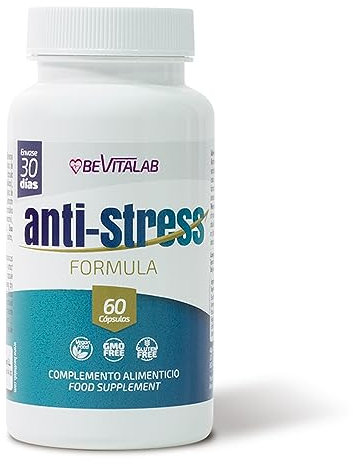 Anti- stres BEVITALAB | Ashwagandha de Alta Potencia | Alivia y Combate Estrés y Ansiedad | Aporta Energía | Suplemento Alimenticio | Ginseng Siberiano,Gingko, Panax | 60 Cápsulas | Hecho en España
