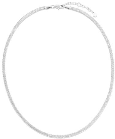 KRKC&CO Damen Schlangenkette, 3mm Flache Franco Kette aus Edelstahl, Halskette Choker Halsband Halsschmuck, Länge verstellbar 41-46cm, Geburtstag Weihnachten Geschenke für Frauen Mädchen