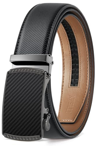 ITIEZY Cintura Uomo Nera in Pelle, Cintura a Cricchetto Senza Buchi, Regolabile con Fibbia Automatica, Larghezza 35 mm, Misura Personalizzata
