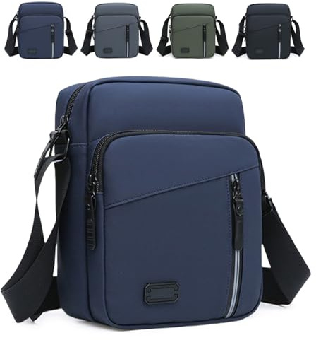 VIRAHYEM Men's Shoulder Bag Crossbody Bag Large Business Messenger Bag Multi Pockets Casual Chest Sling Bag with Zipper and Adjustable Strap for Working Business Travel Daily, Oxford&Polyester (Blue)