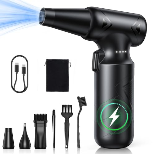 ONEWAY Compressed Air Duster for PC,150000RPM Super Power Air Blower,Rechargeable Cordless Electric Air Duster with LED Light,3 Gear Dust Blower for Computer Keyboard Outdoor House Car | Super Power Rechargeable Cordless Electric Air Duster with LED Light, for Computer Keyboard Outdoor House Car