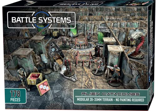 Battle Systems - Modular Tabletop 3D Gaming Sci-Fi Terrain - Perfect for 28mm-35mm Miniatures and Figures - No Painting Required - Science Fiction Aliens Wargame - (Alien Catacombs)