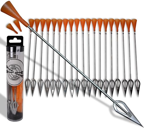 FSFF .625 Blowgun Darts Whisper Razor Dart widest sharpest broadhead darts, 20 pack big 8.25” cold dart for 0.625 bore blowguns steel blade high visibility fletched accurate cone 2Blade Arrow