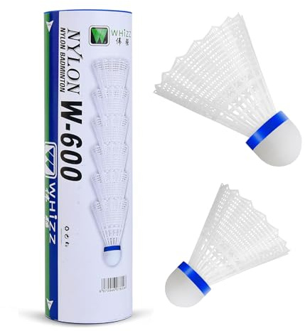 BAIHUALIN WHiZZ Shuttlecocks Badminton Durable Nylon Shuttles for Indoor Outdoor Recreational Game Practice Sports, 6x White