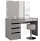 Vicco Schminktisch Sherry, Grau Hochglanz, 120 cm mit LED Beleuchtung und Hocker