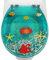 OURECO Grüner Toilettensitz U/V/O, Universal-Toilettensitz, Glatte Oberfläche, Toilettensitz, Oval, Langsam Schließend, Stereoskopisches 3D-Seepferdchen, Algen, Seesterne, Krebse, Echte Muschel, Leich
