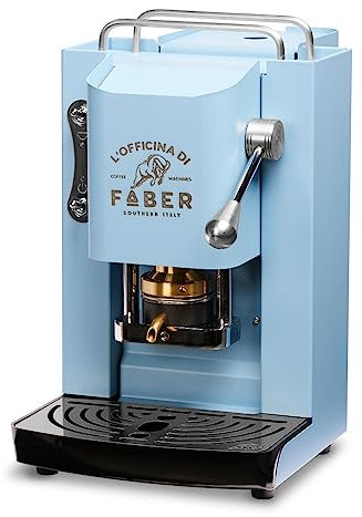 FABER COFFEE MACHINES | Modell Pro Deluxe | Kaffeepadmaschine für 44 mm ESE-Pads | Chrom-Finish | Padpresse aus Messing (Turquoise)