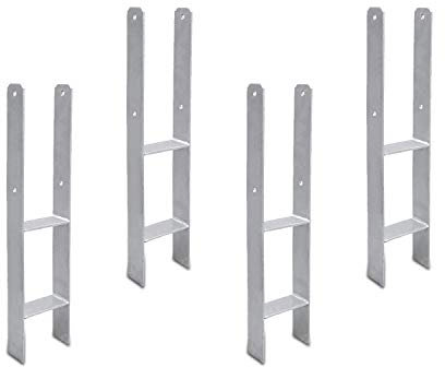Cecaylie Postes, anclajes en H, grosor del material: 5 mm, soportes de acero, 4 unidades, soporte para postes en H, 91 x 600 mm, soporte para ancla, cochera, ancla