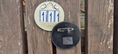 Competition Glitter Number Holder 3 Digit for bridles and Saddle pads with Horse little Bit (Gold)
