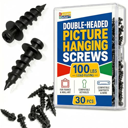 Bear Double Headed Claw Hanger Screws - Ideal for Picture Frames,Mirror,Art,Decor Hanging, for D-Rings, Sawtooth, Wire and Keyholes, Black