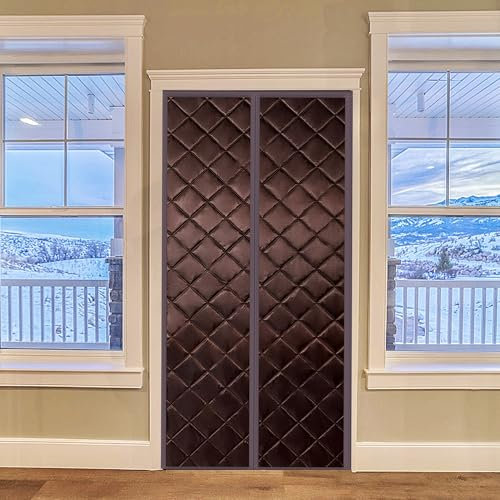 Cortina Aislante Térmica Magnética, 85x210cm Puertas Plegables Aislamiento Térmico Interno De Cierre Automático contra El Frío Cortina De Protección(Café)