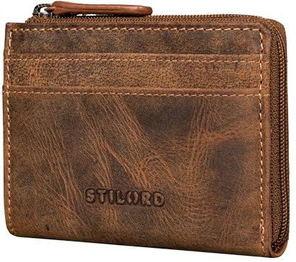 STILORD 'Cardino' Kredit-Kartenetui Leder Kartenhalter - Geldbörse Herren Echtleder - Mini Card-Holder Wallet Karten-Portemonnaie Damen Klein Geldbeutel Portmonee RFID, Farbe:Bergamo - braun