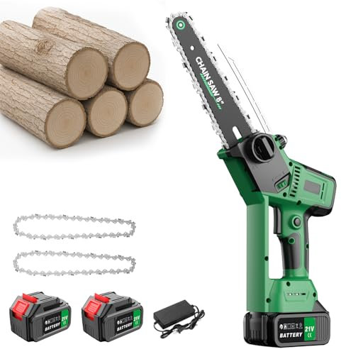 Mini Akku Kettensäge 8000 mAh 8 Zoll Mini-Kettensäge mit Akku 880 W Bürstenloser Motor und Sicherheitsverriegelung ideale elektrische Handkettensäge
