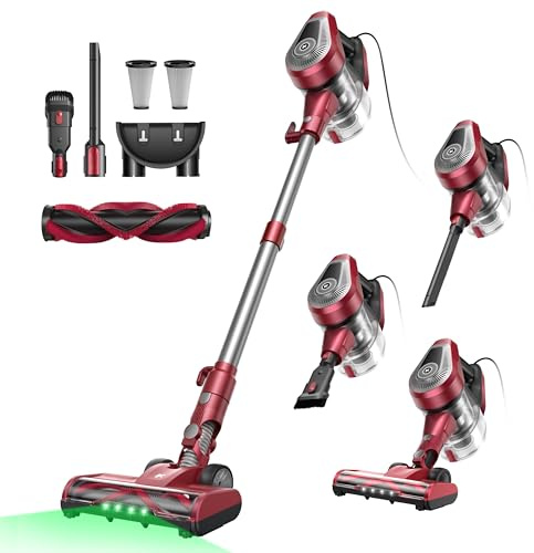 Vexilar C8 Aspirapolvere con filo 70KPa con 2 Livelli Aspirazione, LED 5 in 1 Aspirapolvere Verticale, Cavo 7m, Ultra-leggero,Scopa Elettrica con Filo Potente per Tappeti/Pavimenti/Peli di Animali