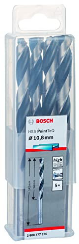 Bosch Professional 5-Piece PointTeQ HSS Twist Drill Bit (for Metal, 10.8 x 94 x 142 mm, Drill Driver Accessories)