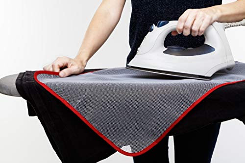 SMART-T-HAUS Panno Protettivo da Stirare Traslucido Anti lucentezza e scottature, Plastica Metallo, Bianco/Bordo/Rosso, 60 X 40 Cm