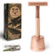 ANYMALE® Rasierhobel Rosegold Edition - Damen Set mit Ständer und 5 ASTRA Klingen - Plastikfreier Rasierer aus Metall