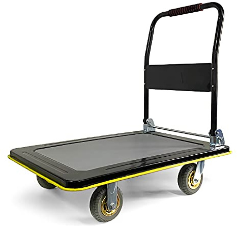 Liudan Platform Trolley Steel Trolley Large Platform Trolley with Foldable Handle and Swivel Wheels for Home Office Transport 880 lbs Weight Capacity Transport Trolley (Colour: Red, Size: 5 Inch