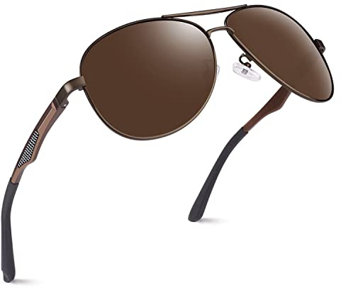 GQUEEN Occhiali da Sole da Uomo Polarizzati Premium Al-Mg Specchio Cardini a Molla Pilota UV400,MOS1