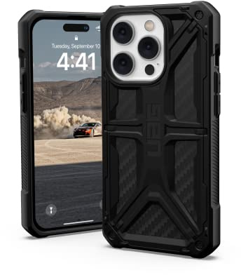 Urban Armor Gear UAG Monarch Schutzhülle kompatibel mit Apple iPhone 14 Pro [Wireless Charging kompatibel, 5-Schichten Schutz nach Militärstandard, Erhöhter Rand] schwarz/Carbon