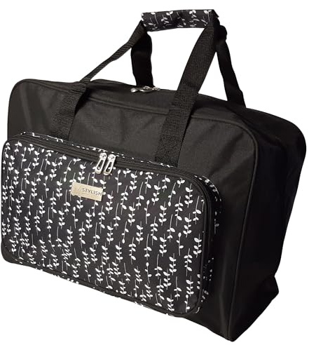 Sewing Online Sewing Machine Bag, Black Sprig | 46 x 33 x 20cm | Carry Bag for Janome, Brother, Singer, Bernina, and Most Sewing Machines - PT660-BLK-SPRIG