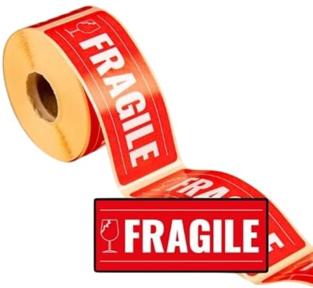 300 Etiquettes Fragile Rectangulaires Autocollantes en Rouleau - 98 x 40 mm - Fragile - 1 Rouleau de 300 Stickers pour Entrepreneurs, Smallbusiness