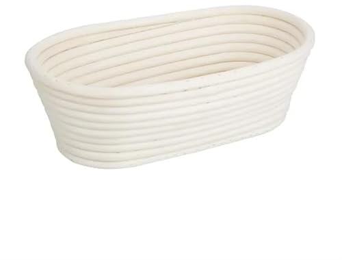 Vogue Rattan Oval Proving Basket, Ivory, Size: 250x150x80 mm, Capacity: 1.55 Litre, Basket for Proving Bread Dough, Dust with Flour Before Use, Dry Clean with Brush, FT838