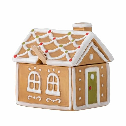 Bloomingville Ginnie pepparkaksburk med sked av stengods, L 11,5 x H 12 x B 9,5 cm, 82060013
