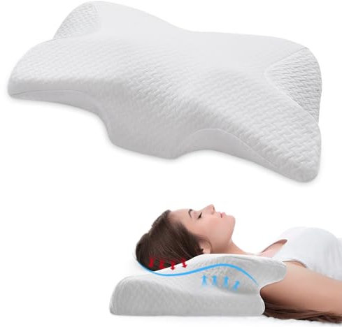 KTMOUW Almohada Cervicales y Cuello Almohada Antironquidos Almohadas Cervicales para Dormir Almohada de Espuma Viscoelástica y Ergonómica Almohada Ortopedica