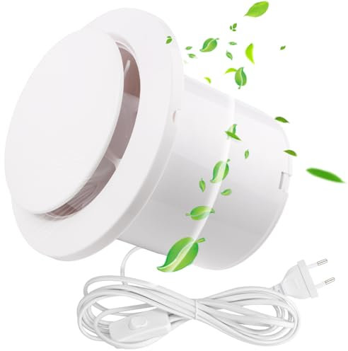 BlueXP Ventola Aspirazione Bagno Potente e Silenzioso 100mm Ventilatore di Ventilazione 15W 100m³/h Estrattore Aria con Valvola Antiritorno E Interruttore per Wc Cucina Scantinati Garage - Bianco