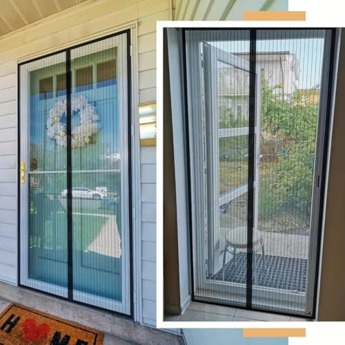 Ovker Fly Screen Door, Balcony Door, Insect Protection, Mosquito Net, Window, Tear-Resistant, Weatherproof Magnetic Fly Screen for Balcony Door, Cellar Door and Patio Door (100 x 210 cm, Grey)