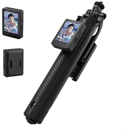 Machine à selfie sans fil avec affichage arrière pour miroir instantané de l'écran, trépied télécommandé, rotation à 360 degrés, et perche télescopique réglable en longueur (A)