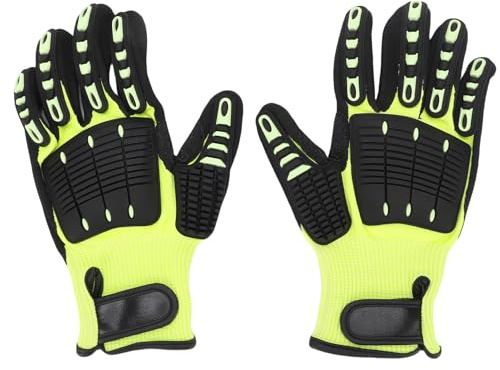 KELFEEAO Gants de travail de sécurité, gants anti-vibrations et anti-impact avec revêtement NBR, doublure tricotée, gants de sécurité professionnels pour outils électriques et (M)
