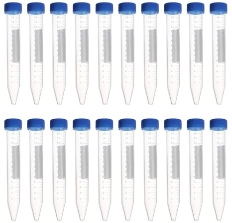 HAXIHA 20 Piezas Azul Centrifuge Tube,Tubos Crióricos de Plástico,15ml Tubo de Muestras,Tubos de ensayo Graduados,Recipiente de Muestracon Tapa Tubo de Laboratorio cónico