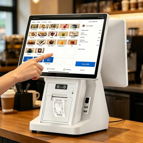 WBDBINGL 15.6 Inch Touch Screen PC POS Systems for Small Business, All in One Smart Touch Screen Cash Register POS System, for Business Restaurants Retail