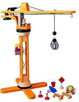 PlanToys - Vollholz-Kran: Konstruktion, Bauset, Kran, Kinder ab 3 Jahren, Unisex, Kinder