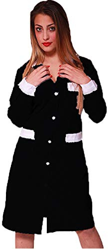 Camice Donna Cameriera Lavoro Pulizie Casacca Cotone Camera Domestica casa (44, Nero)