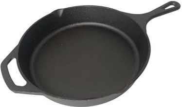 Buckingham Pre-seasoned Premium Cast Iron Skillet Frying Pan Large Suitable for Induction Electric Gas Oven Safe Ideal for BBQ Grilling Cast Iron Pan for Low Fat Healthy Cooking 31 Cm